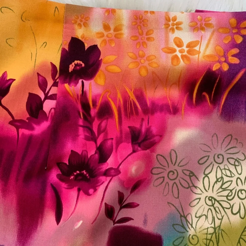 Vintage Watercolor Stretch Pencil Skirt by Intriguing Threads